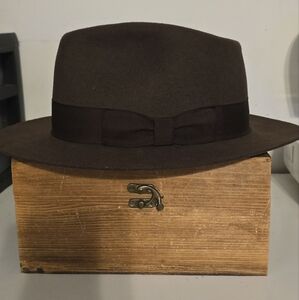 Used XXL Indiana Jones brown Fedora 100% wool Hat